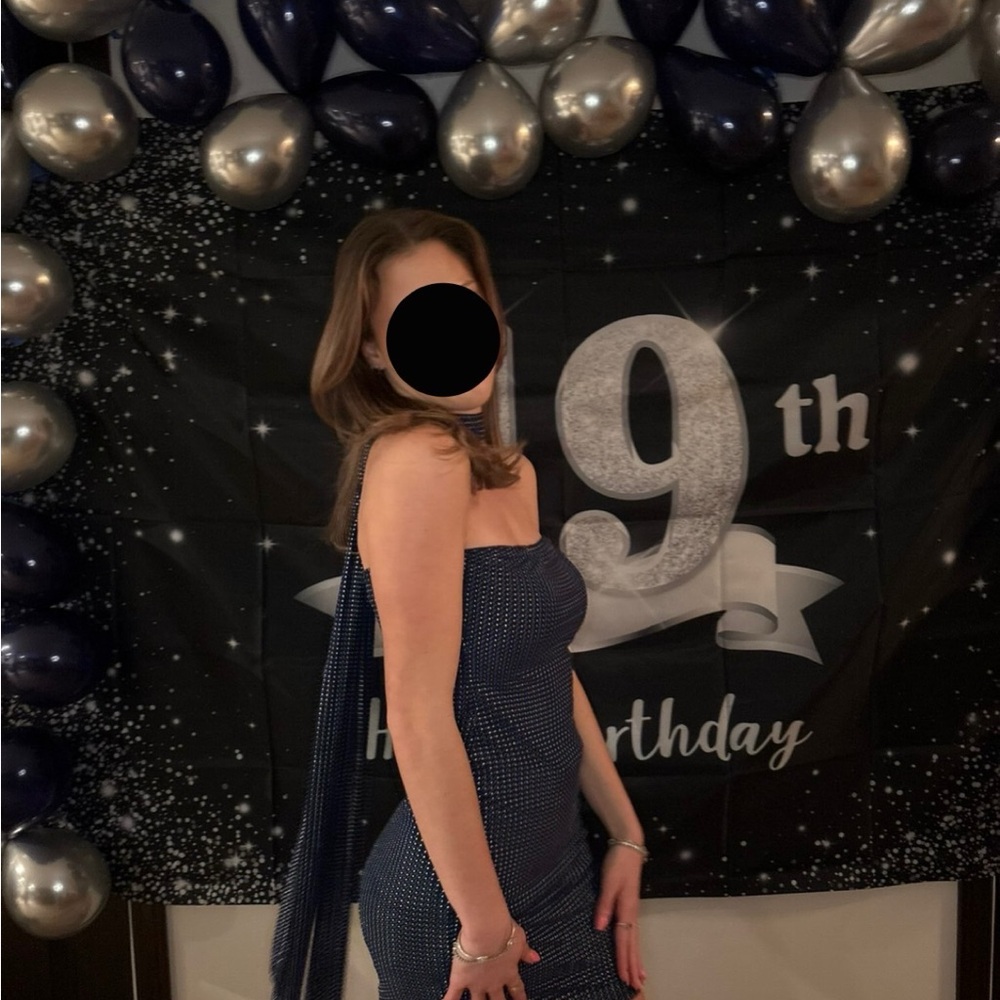 Elegant Navy Blue Strapless Dress